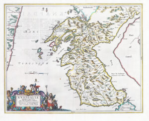 1654 KNAPDALIA PROVINCIA Region of Knapdale in Scotland Map BLAEU