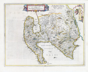1654 GALLOVIDIAE Pars Occidentalior Western part GALLOWAY Scotland Map by BLAEU