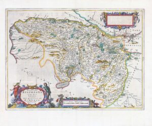 1654 RENFROANA Baronie of Renfrow RENFREW Renfrewshire Scotland Map BLAEU