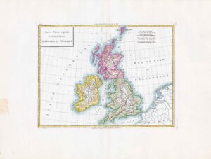 1797 ISLES BRITANNIQUES PREMIERE CARTE British Isles Map by Tardieu