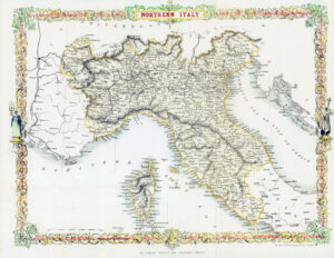 1850 Original Antique Map NORTHERN ITALY by John Rapkin (TM4-10)
