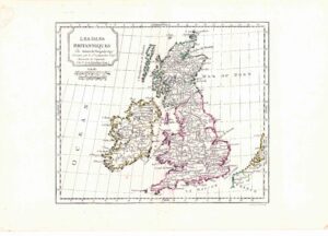 1792 LES ISLES BRITANNIQUES Par ROBERT DE VAUGONDY British Isles Map (GSM7)