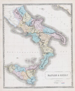 1851 NAPLES AND SICILY Italy LARGE MAP (GPM20)
