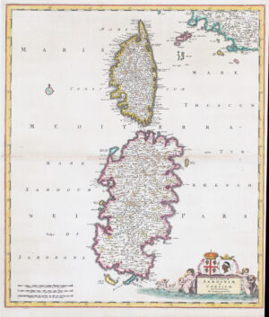 c1680 INSULARUM SARDINIAE ET CORSICAE Sardinia Corsica Italy Map de Wit (LM32-4)