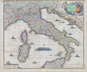 c1680 Italiae Corsicae et Sardiniae Original Antique Map ITALY Corsica Sardinia