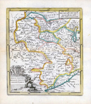 1787 Original Antique Map DUCATUS SABOUDIAE  France Italy Borders (DM32)