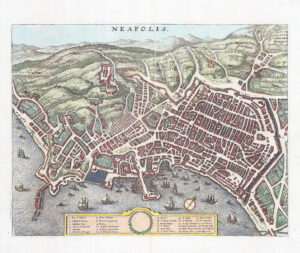 1640 NEAPOLIS Naples Napoli Italy Original Antique City Plan by Merian (LM56)