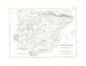 1852 Antique Map of SPAIN & PORTUGAL to Illustrate the CAMPAIGNS of 1808 (AM48)