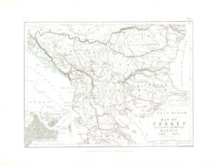 1852 Antique Map of TURKEY To Illustrate The War With RUSSIA 1807-1812 (AM72)