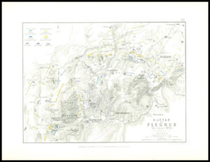 1852 Antique Map of  BATTLE OF FLEURUS 26 June 1794 Battle Plans Belgium (AM10)