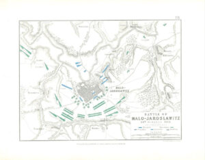 1852 Antique Map of BATTLE OF MALO-JAROSLAWITZ 24th October 1812 Russia (AM76)