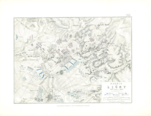 1852 Antique Map of BATTLE OF LIGNY 16th JUNE 1815 Battle Plans Belgium (AM104)