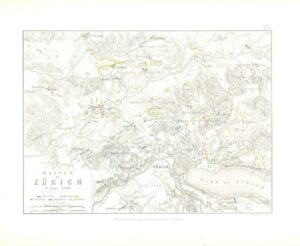 1852 Antique Map of BATTLE OF ZURICH 4 JUNE 1799 Switzerland Battle Plans (AM25)