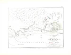 1852 Antique Map of BATTLE OF BARROSA 5th March 1811 Battle Plans Spain (AM65)