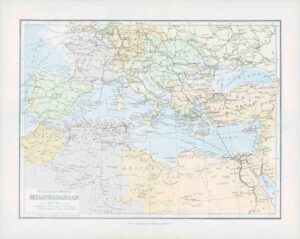 1903 Original Antique Colour Map - MEDITERRANEAN CYPRUS CRETE Sea Basin  (12)