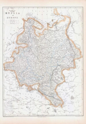 1863 Antique Map RUSSIA IN EUROPE  Moscow Koursk St Petersburg by Weller (DA153)