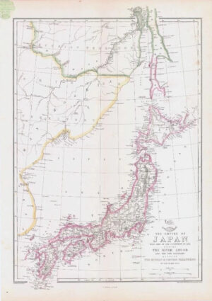 1863 Map JAPAN RIVER AMOOR Boundary Russian & Chinese Territories Weller (DA194)
