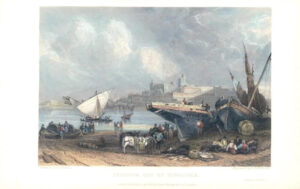 1829 Print SPAIN Andalucia - View TERRIFFA GUT OF GIBRALTAR Tarifa (TS20)