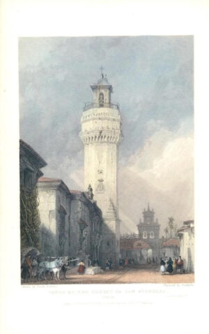 1829 Print SPAIN Andalucia View TOWER CHURCH SAN NICHOLAS CORDOVA Córdoba (TS7)