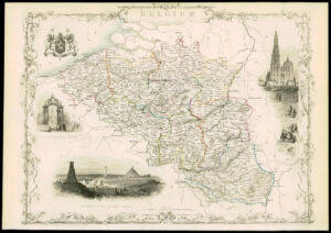 1850 - Original Illustrated Antique Map of "BELGIUM" by Tallis & Rapkin (DW47)