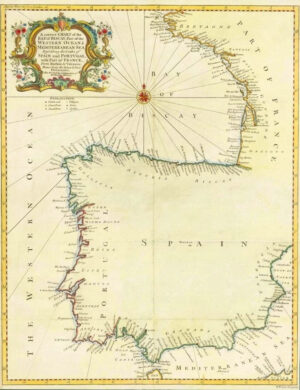 1746 Antique Map - Spain Portugal France BAY OF BISCAY Western Ocean SEA (LM6)