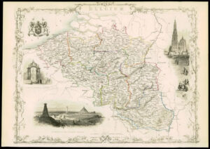 1850 Original Illustrated Antique Map of "BELGIUM" by Tallis & Rapkin (DW45)