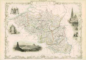 1850 Original Illustrated Antique Map of "BELGIUM" by Tallis & Rapkin (DW45)