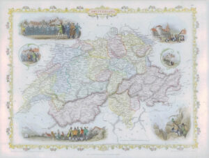 1850 - Original Antique Map of "SWITZERLAND" by TALLIS FULL COLOUR (45)