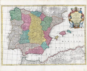 1750 Large Antique Map of SPAIN PORTUGAL HISPANIA ex ARCHETYPO  Lotter (HM81)