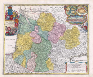 c1750 Map SW FRANCE TABULA AQUITANIAE Bordeaux Pyrenees Aquitaine Homann (HM31)