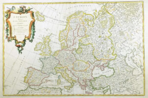1762 Engraved Antique Map of EUROPE  Iceland to Caspian Sea by Janvier (DR)