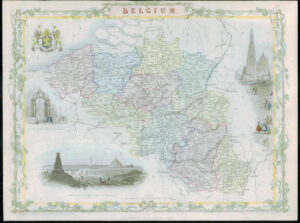 1850 RARE Original Antique Map of "BELGIUM" by TALLIS FULL COLOUR (32)