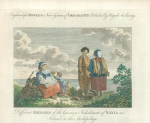 1778 'DIFFERENT DRESSES GRECIAN INHABITANTS NAXIA' Naxos Costumes Greece  (MG9)