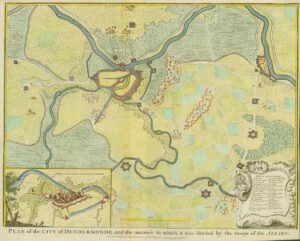 c1750 BELGIUM "PLAN OF THE CITY OF DENDERMONDE" Flanders Military Antique Map