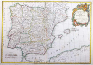 1771 Antique Map SPAIN PORTUGAL LES ROYAUME D'ESPAGNE ET DE PORTUGAL Janvier (DR