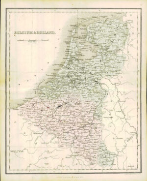 1858 Engraved Colour Map of BELGIUM & HOLLAND FOR USE SCRIPTURE STUDENTS (MA22)
