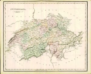 1858 Engraved Colour Map of SWITZERLAND FOR THE USE OF SCRIPTURE STUDENTS (MA15)