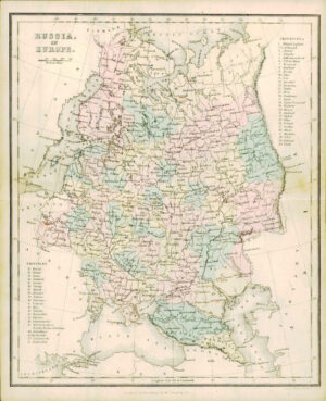 1858 Engraved Colour Map of RUSSIA IN EUROPE FOR USE SCRIPTURE STUDENTS (MA17)