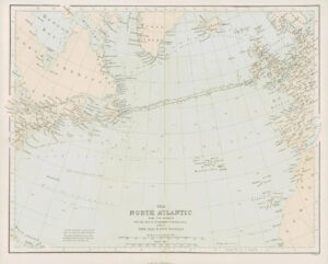 1868 - Original Colour Antique Map of NORTH ATLANTIC USA GREENLAND (FC46)