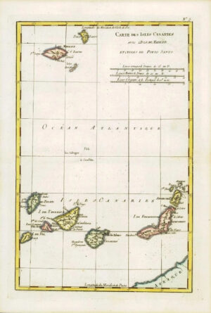 1780 - Original Antique Map ISLES  CANARIES MADEIRA SPAIN by Bonne (43)