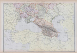 1882 LARGE Colour Antique Map of RUSSIA SOUTH PART by BLACKIE (BA37)