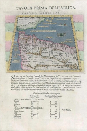 1597/8 Antique Map TAVOLA PRIMA WEST AFRICA Aphricae Spain Magini (G36)