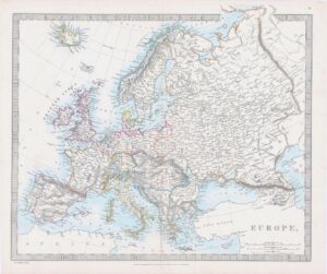 c1860 Antique Map EUROPE France Spain Portugal Germany Austria Russia (MA/3)