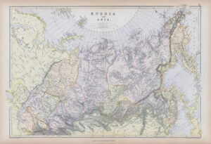 1882 LARGE Colour Antique Map of RUSSIA IN ASIA by BLACKIE (BA33)