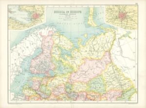 1912 Original Colour Antique Map  -  RUSSIA EUROPE NORTHERN SECTION (33)