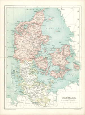 1912 Original Colour Antique Map  -  Germany DENMARK SCHLESWIG HOLSTEIN  (49)
