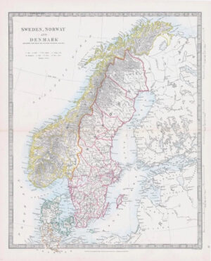 c1860 Antique Map SWEDEN NORWAY DENMARK Jutland Westerbotten Stavanger (MA/15)