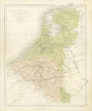 1860 Antique Map of HOLLAND and BELGIUM by Hughes/Bartholomew Colour  (7)