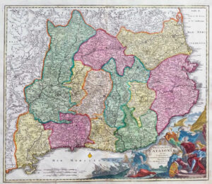 1730 Map Spain PRINCIPATUS CATALONIAE Catalonia Region by Johann Homann  (LM10)