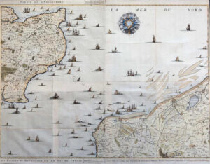 1709 Huge Map du Roy PARTIE DE L'ANGLETERRE Kent FRANCE Les Costes de Boulenois
